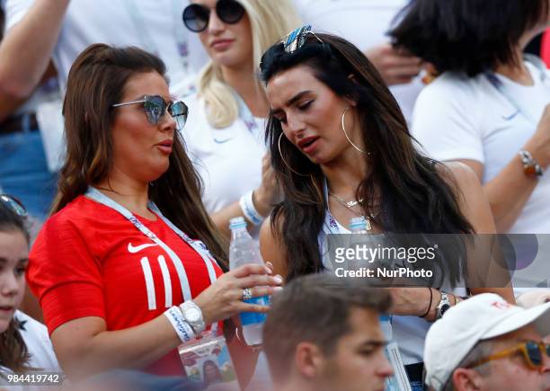 Group G England v Panama - FIFA World Cup Russia 2018 Rebekah Vardy wife of England forward Jamie and the girlfriend of Kyle Walker of England Annie...