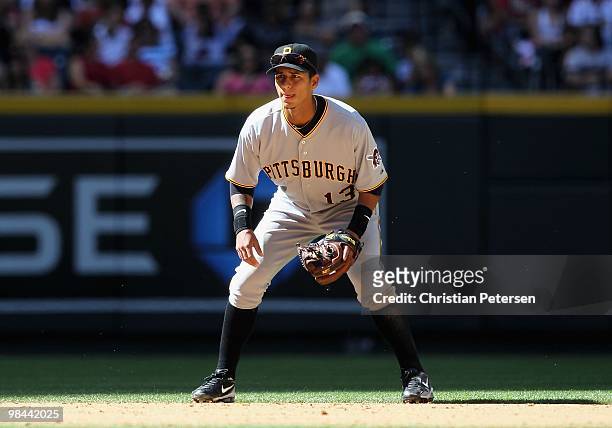 Infielder Ronny Cedeno of the Pittsburgh Pirates in action during the major league baseball game against the Arizona Diamondbacks at Chase Field on...