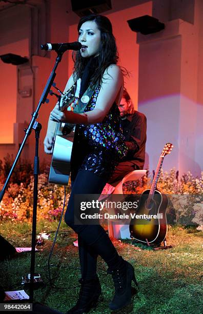 Musician Michelle Branch performs during the MINI Countryman Picnic event on April 13, 2010 in Milan, Italy.