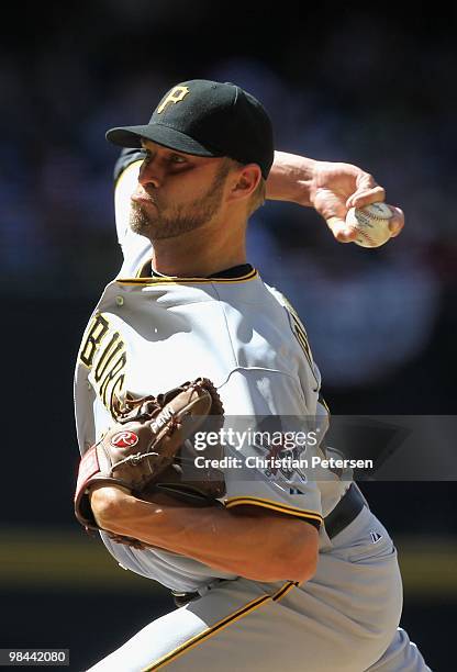 Relief pitcher Hayden Penn of the Pittsburgh Pirates pitches against the Arizona Diamondbacks during the major league baseball game at Chase Field on...