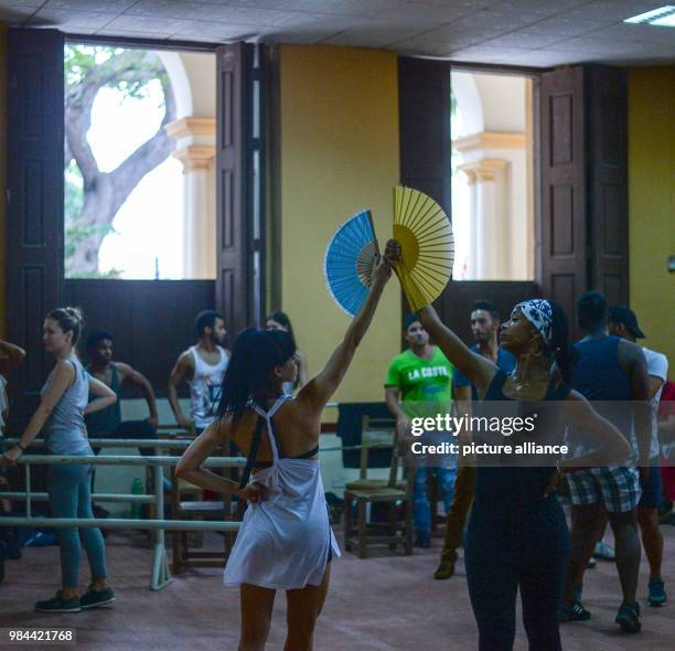 June 2018, Germany, Cuba: The dancers and actors of the first Cuban musical "Carmen la Cubana" rehearsing in the Escuela Nacional de Ballet. The plot...