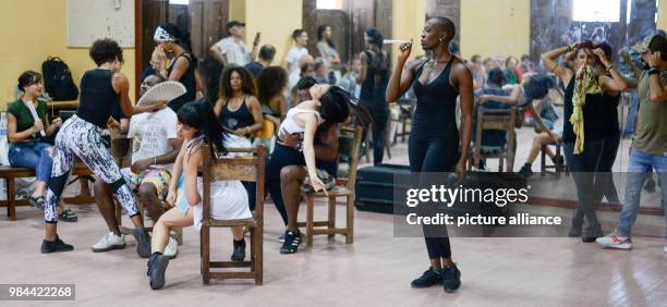 June 2018, Germany, Cuba: The dancers and actors of the first Cuban musical "Carmen la Cubana" rehearsing in the Escuela Nacional de Ballet. The plot...