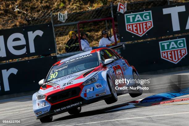 Nathanael Berthon from France in Audi RS 3 LMS of Comtoyou Racing during the qualifying of FIA WTCR 2018 World Touring Car Cup Race of Portugal, Vila...