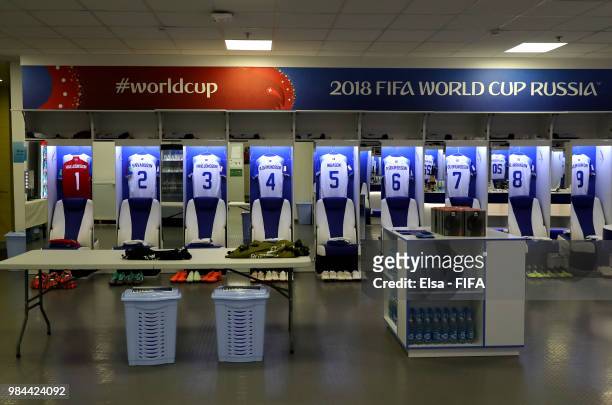 General view inside Iceland dressing room prior to the 2018 FIFA World Cup Russia group D match between Iceland and Croatia at Rostov Arena on June...