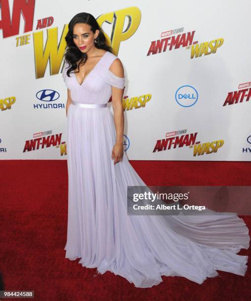 Actress Hannah John-Kamen arrives for the Premiere Of Disney And Marvel's "Ant-Man And The Wasp" held at the El Capitan Theater on June 25, 2018 in...