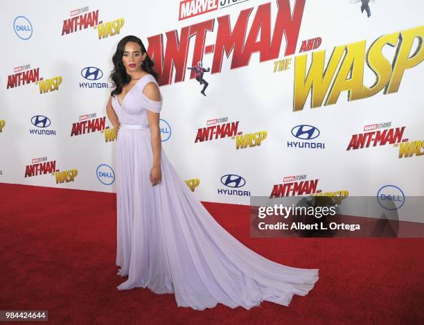 Actress Hannah John-Kamen arrives for the Premiere Of Disney And Marvel's "Ant-Man And The Wasp" held at the El Capitan Theater on June 25, 2018 in...