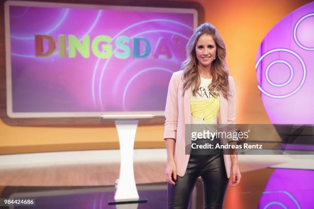 Host Mareile Hoeppner poses for a photograph during the 'DINGSDA' photo call at MMC Studios on June 26, 2018 in Cologne, Germany.