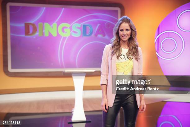 Host Mareile Hoeppner poses for a photograph during the 'DINGSDA' photo call at MMC Studios on June 26, 2018 in Cologne, Germany.