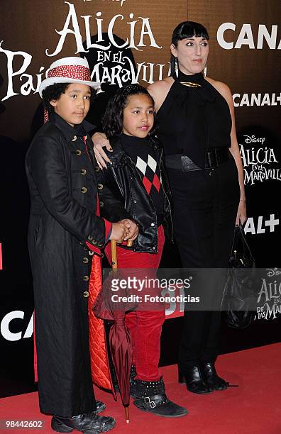 Actress Rossy de Palma and sons attend 'Alicia en el Pais de las Maravillas' premiere, at Proyecciones Cinema on April 13, 2010 in Madrid, Spain.