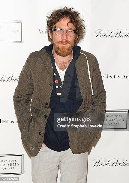 Artist Dustin Yellin walks the red carpet during the 2010 Tribeca Ball at the New York Academy of Art on April 13, 2010 in New York City.