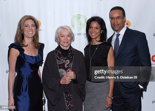 Silda Wall Spitzer, actress Ellen Burstyn, Andrea DuBois and CBS News anchor Maurice DuBois attends the 9th annual The Art Of Giving benefit by...