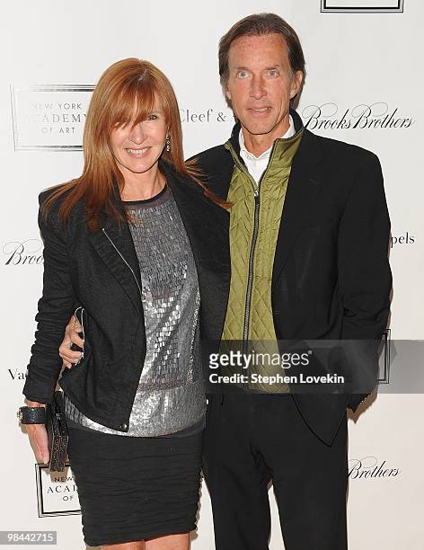 Designer Nicole Miller and Tim Taipale walk the red carpet during the 2010 Tribeca Ball at the New York Academy of Art on April 13, 2010 in New York...