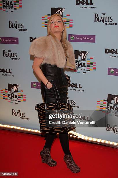 Laura Whitmore arrives at the 2009 MTV Europe Music Awards at the O2 Arena on November 5, 2009 in Berlin, Germany.