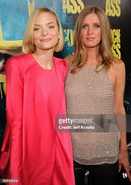Actress Jaime King and Nicky Hilton arrive at the "Kick-Ass" premiere held at ArcLight Hollywood on April 13, 2010 in Hollywood, California.