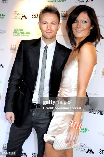 Nicky Byrne of Westlife and wife Georgina Ahern attend Fashion Kicks in aid of Macmillan Cancer Relief at Old Trafford Cricket ground on April 13,...