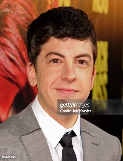 Actor Christopher Mintz-Plasse arrives at the "Kick-Ass" premiere held at ArcLight Hollywood on April 13, 2010 in Hollywood, California.