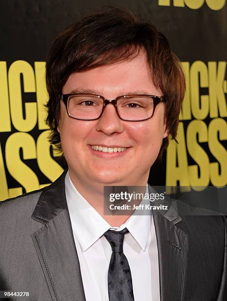 Actor Clark Duke arrives at the "Kick-Ass" premiere held at ArcLight Hollywood on April 13, 2010 in Hollywood, California.