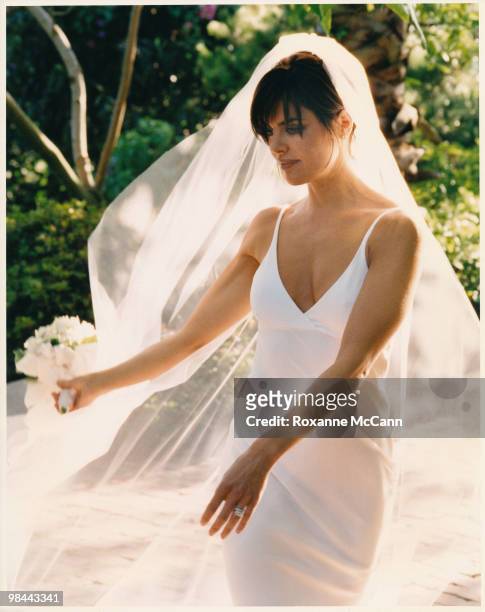 Actress Lisa Rinna dances in the garden where she wed actor Harry Hamlin at their home in Beverly Hills on March 29, 1997.
