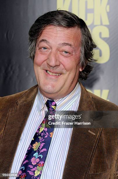 Actor Stephen Fry arrives at the premiere of Lionsgate's "Kick-Ass" held at The Cinerama Dome at the Arclight Hollywood on April 13, 2010 in Los...