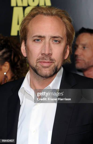 Actor Nicolas Cage arrives at the premiere of Lionsgate's "Kick-Ass" held at The Cinerama Dome at the Arclight Hollywood on April 13, 2010 in Los...