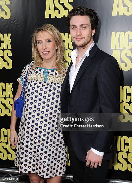 Director Sam Taylor Wood and actor Aaron Johnson arrive at the premiere of Lionsgate's "Kick-Ass" held at The Cinerama Dome at the Arclight Hollywood...