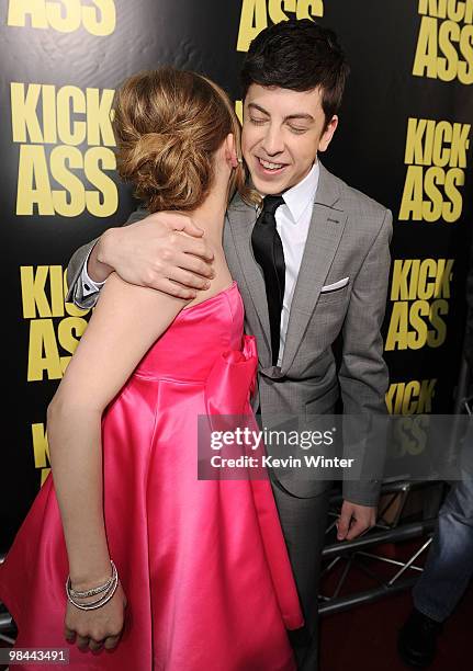 Actress Chloe Moretz and actor Christopher Mintz-Plasse arrive at the premiere of Lionsgate's "Kick-Ass" held at The Cinerama Dome at the Arclight...