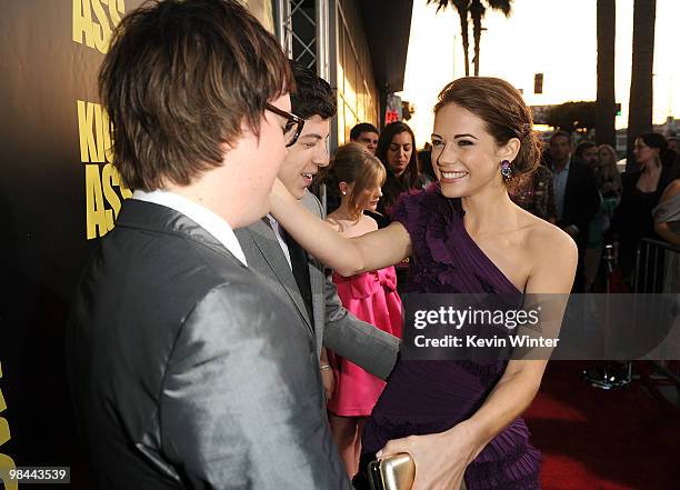 Actor Clark Duke and actress Lyndsy Fonseca arrive at the premiere of Lionsgate's "Kick-Ass" held at The Cinerama Dome at the Arclight Hollywood on...