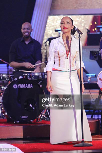 Episode 1004A" - Musical group Sade, headlined by lead vocalist Sade Adu, performed "Babyfather" on "Dancing with the Stars the Results Show,"...