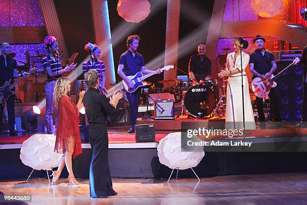 Episode 1004A" - Musical group Sade, headlined by lead vocalist Sade Adu, performed "Babyfather" on "Dancing with the Stars the Results Show,"...