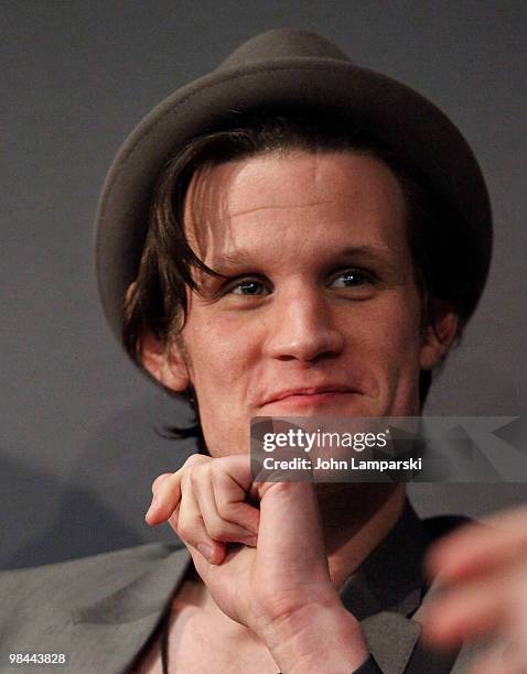 Matt Smith visits the Apple Store Soho with the cast of "Doctor Who" on April 13, 2010 in New York City.