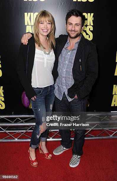 Actors Mary Elizabeth Ellis and Charlie Day arrives at the 'Kick-Ass' premiere held at ArcLight Hollywood on April 13, 2010 in Hollywood, California.