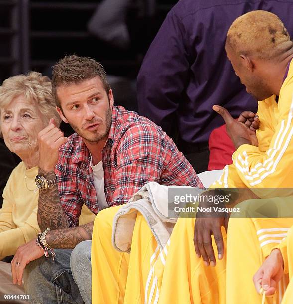 David Beckham attends a game between the Sacramento Kings and the Los Angeles Lakers at Staples Center on Apri 13, 2010 in Los Angeles, California.