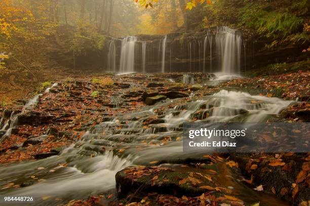 autumn waterfall - silva v diaz stock pictures, royalty-free photos & images