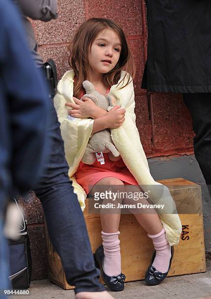 Suri Cruise seen on location of "Son of No One" in the Bronx on April 12, 2010 in New York City.