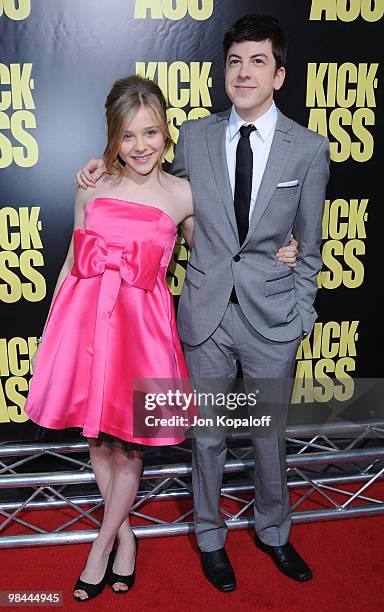 Actress Chloe Moretz and actor Christopher Mintz-Plasse arrive to the Los Angeles Premiere "KICK-ASS" at ArcLight Cinemas Cinerama Dome on April 13,...