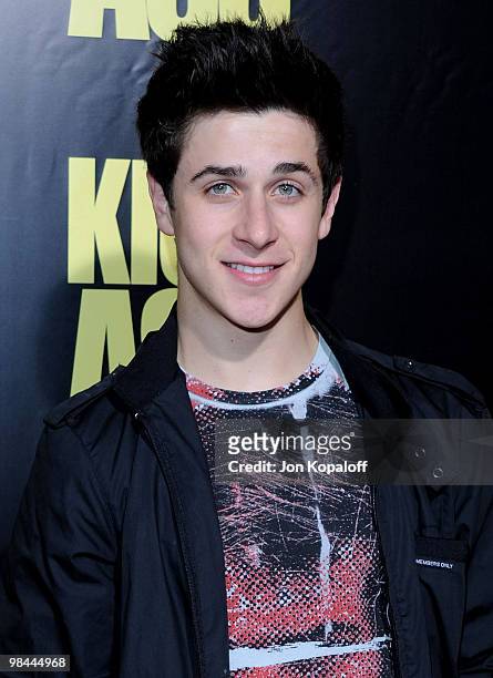 Actor David Henrie arrives to the Los Angeles Premiere "KICK-ASS" at ArcLight Cinemas Cinerama Dome on April 13, 2010 in Hollywood, California.