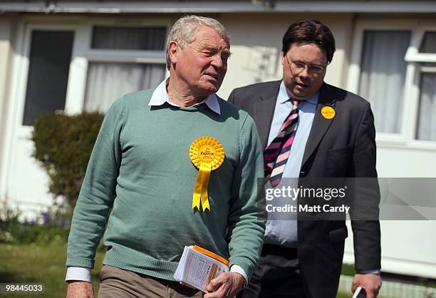 Former Liberal Democrat leader Paddy Ashdown campaigns with Dan Rogerson , Liberal Democrat candidate for North Cornwall, on April 13, 2010 in Rock,...