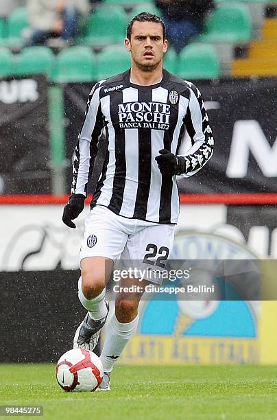 Alexandros Tziolis of Siena in action during the Serie A match between AC Siena and AS Bari at Stadio Artemio Franchi on April 11, 2010 in Siena,...