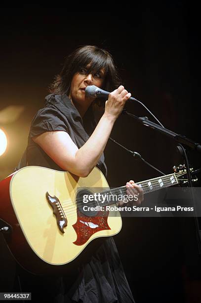 Italian musician Cristina Dona during the opening concert of her's "Piccola Faccia" tour at Arena Del Sole Theater on April 12, 2010 in Bologna,...