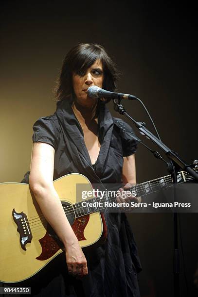 Italian musician Cristina Dona during the opening concert of her's "Piccola Faccia" tour at Arena Del Sole Theater on April 12, 2010 in Bologna,...