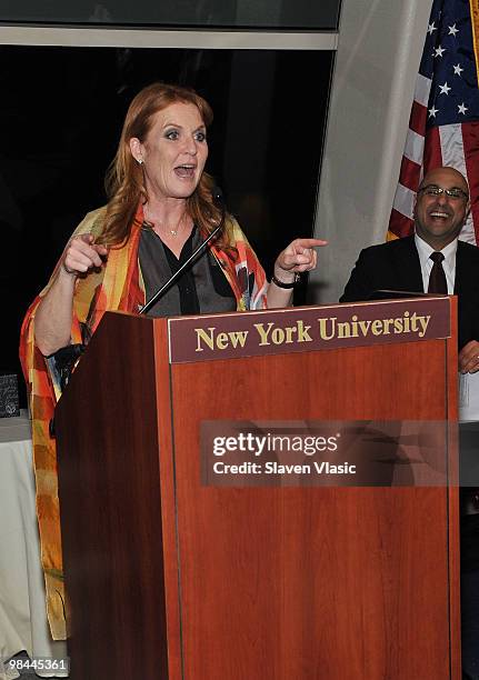 Sarah Ferguson, Duchess of York attends the Miracle Corners of the World Annual Gala dinner celebration at the NYU Africa House - Kimmel Center on...