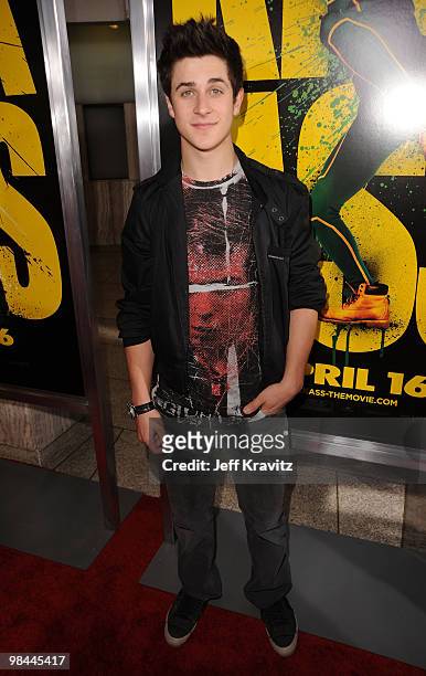 Actor David Henrie arrives at the "Kick-Ass" premiere held at ArcLight Hollywood on April 13, 2010 in Hollywood, California.