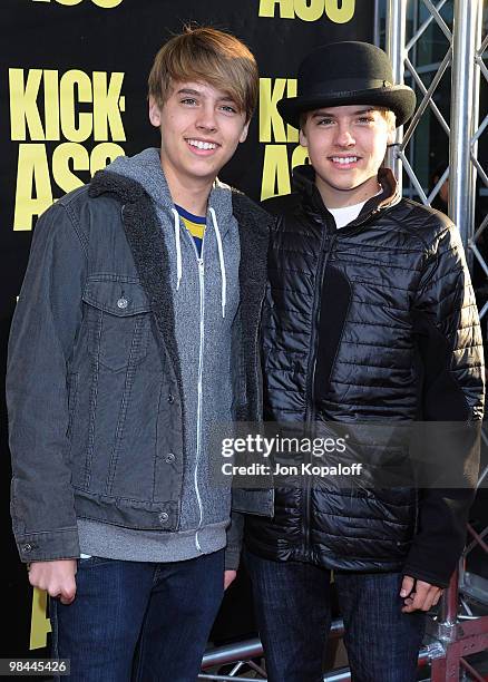 Actors Cole Sprouse and brother Dylan Sprouse arrive to the Los Angeles Premiere "KICK-ASS" at ArcLight Cinemas Cinerama Dome on April 13, 2010 in...