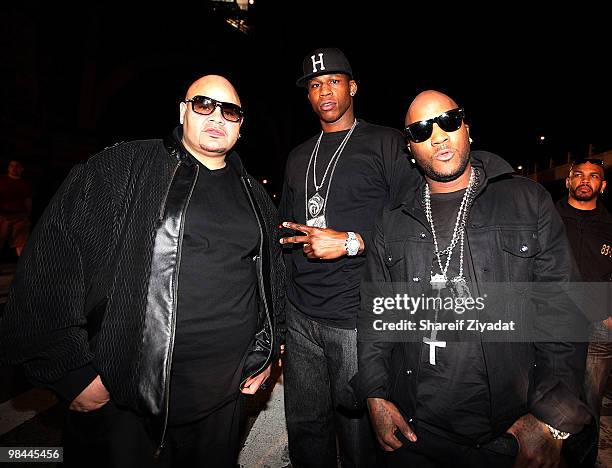 Fat Joe, Sean "Diddy" Combs and Young Jeezy shoots the "Slow Motion" video on April 12, 2010 in New York City.