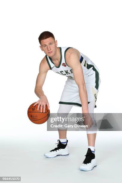 Milwaukee Bucks first-round draft pick Donte DiVincenzo poses for a portrait on June 25, 2018 at the Froedtert & The Medical College of Wisconsin...