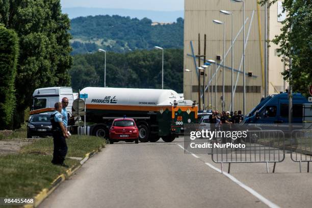 Terrorist Attack at the Air Product Factory in Saint Quentin Fallavier, France, June 26, 2015. The author of the attack Yassin Salhi was arrested by...