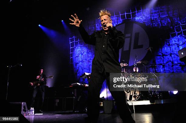 Guitarist Lu Edmonds, singer John Lydon and drummer Bruce Smith of Public Image, Ltd. Perform on the opening night of their 2010 U.S. Tour at Club...