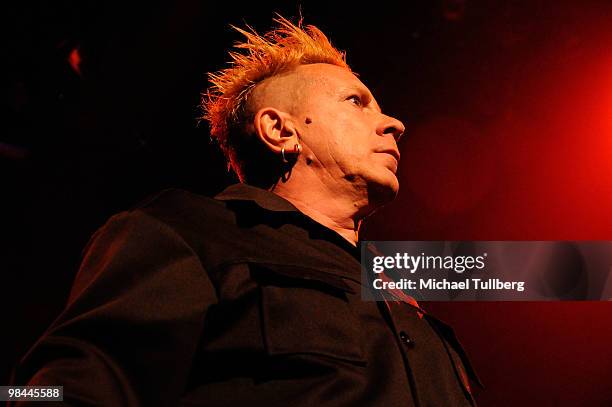 Punk rock icon John Lydon performs with Public Image, Ltd. On the opening night of their 2010 U.S. Tour at Club Nokia on April 13, 2010 in Los...