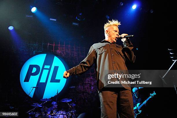 Drummer Bruce Smith, singer John Lydon and bassist Scott Firth of Public Image, Ltd. Perform on the opening night of their 2010 U.S. Tour at Club...