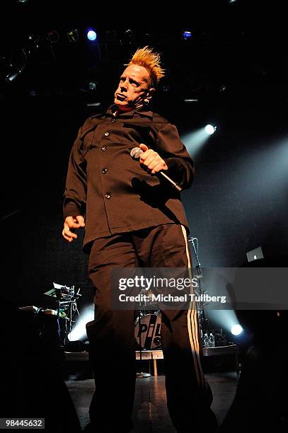 Punk rock icon John Lydon performs with Public Image, Ltd. On the opening night of their 2010 U.S. Tour at Club Nokia on April 13, 2010 in Los...